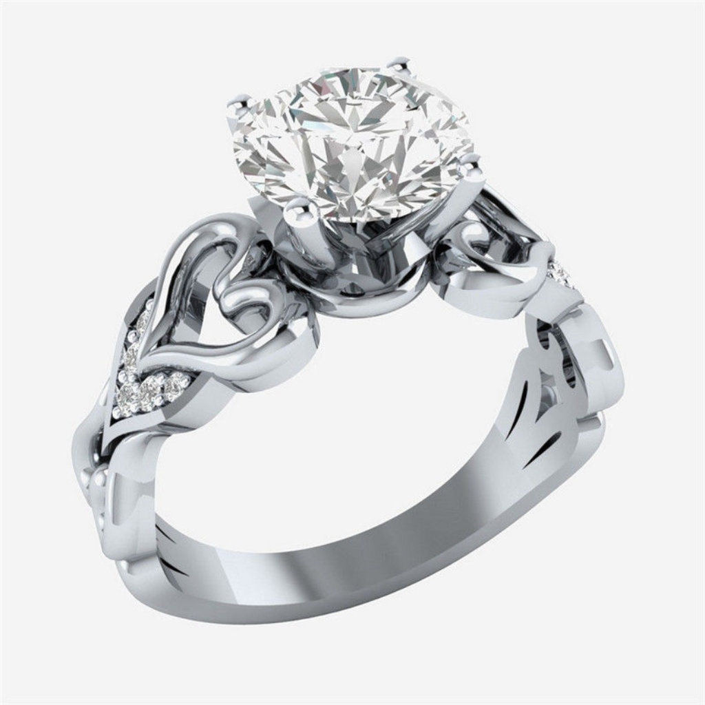 Elegant 925 Silver Ring Round Cut White Sapphire
